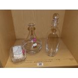 ATLANTIS GLASS DECANTER AND GLASS, WITH A WATERFORD CRYSTAL DECANTER