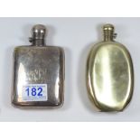 TWO SILVER PLATED HIP FLASKS, ONE BY JAMES DIXON & SONS