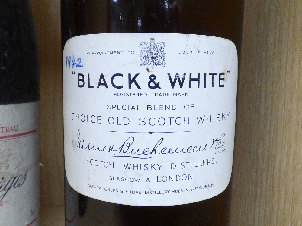 BLACK & WHITE CHOICE OLD SCOTCH WHISKY, WITH HAND WRITTEN DATE OF 1942 ON THE LABEL, AND THREE - Image 2 of 5