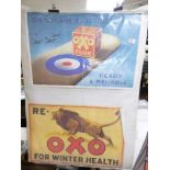 "ON A PLANE BY ITSELF BY READY & RELIABLE" WWII POSTER FOR OXO CUBES, TOGETHER WITH ANOTHER