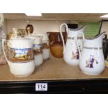 SIX CERAMIC WATER JUGS INCLUDING A GRADUATED SET BY GIBSONS