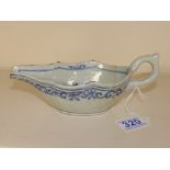 18TH CENTURY BLUE AND WHITE CERAMIC SAUCE BOAT