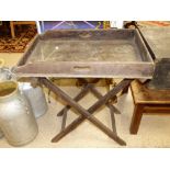 OAK BUTLERS TRAY ON STAND (70 X 44 CMS)