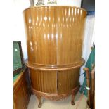 1930's EPSTEIN COCKTAIL CABINET WITH PEACH GLASS INTERIOR AND TAMBOR FRONT (168 x 114 CMS)