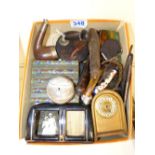 SMALL BAKELITE RADIO CLOCK, CUT THROAT RAZOR AND MIXED COLLECTABLES