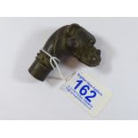 BRONZE DOGS HEAD WALKING STICK HANDLE (A) POSSIBLY A BOXER