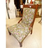 LATE VICTORIAN UPHOLSTERED MAHOGANY CHAIR