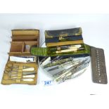 FITTED SEWING CASE, DRAWING INSTRUMENTS AND VANITY SET