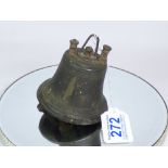 A VINTAGE METAL BELL WITH ELECTRICALLY ACTIVATED STRIKER, 10 CM HIGH