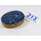 LAPIZ LAZULI GILT METAL PILL BOX