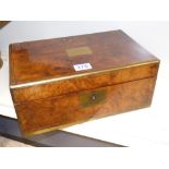 VICTORIAN WALNUT BRASS MOUNTED WRITING BOX