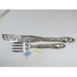 VICTORIAN SILVER FISH SERVING KNIFE AND FORK, HALLMARKED BIRMINGHAM 1853, TOTAL WEIGHT 238g