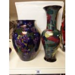 ROYAL DECORO FLORAL VASE (38 CMS) AND ROYAL STANLEY FRUIT DECORATED VASE (30 CMS)