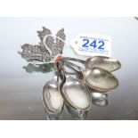 SET OF 6 JAPANESE SILVER DEMITASSE / TEASPOONS, WITH SAMURAI WARRIORS & GEISHAS TO HANDLES.