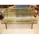 LATE VICTORIAN IRON AND WOOD SLATTED GARDEN BENCH (160 CMS WIDE)