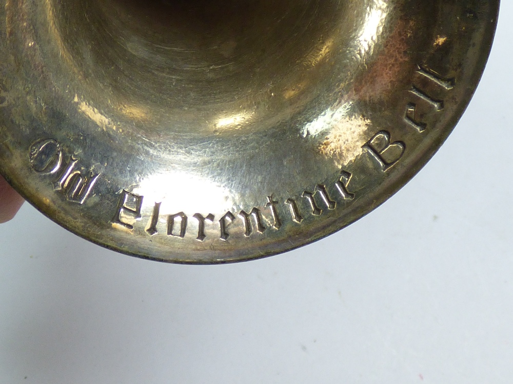 A WHITE METAL BELL, MARKED "OLD FLORENTINE BELL" GORHAM. 6.5 CM TALL - Image 4 of 4