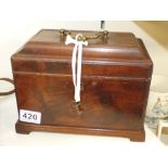 19TH CENTURY MAHOGANY CADDY WITH ORIGINAL LINERS