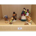 ROYAL DOULTON "THE OLD BALLOON SELLER" HN1315 WITH FOUR CERAMIC HUMMEL FIGURES (AF)