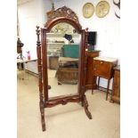 VICTORIAN STYLE MAHOGANY CHEVAL MIRROR (AF) 142 X 58 CM