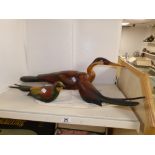 FEATHERS GALLERY, 3 HAND PAINTED AND CARVED LIMITED EDITION MODELS OF BIRDS, LARGEST 64CM WIDE