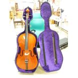 GERMAN 4/4 CELLO IN ORIGINAL CASE : MADE BY Müsing. APPROX 48" IN HEIGHT
