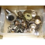 A QUANTITY OF SILVER PLATED ITEMS, TEAPOTS ETC