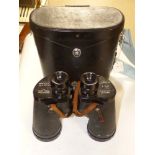 A PAIR OF MARINE BINOCULARS WITH CASE