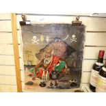 EARLY TO MID 20TH CENTURY AFRICAN "WITCH DOCTOR" HAND PAINTED CANVAS SIGNED DEKHANI, ZAKWYSPHS PHIRI