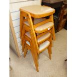 SET OF 4 1960s STACKING KITCHEN STOOLS