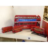 A SUNSTAR ROUTEMASTER BUS (AF) TOGETHER WITH 4 OTHER SMALLER ROUTEMASTER BUS MODELS