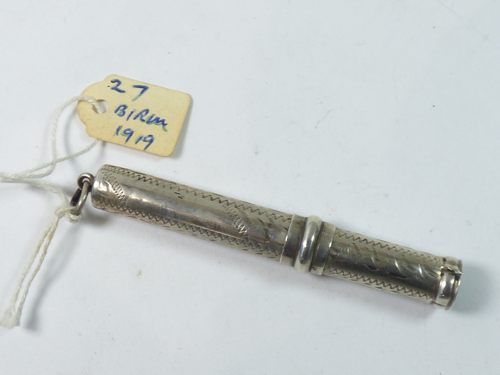 A HEXAGONAL SILVER PENCIL BY JF FROM BIRMINGHAM 1919, A SILVER PENCIL FROM THE SAME MAKER ALSO - Image 5 of 6