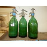 3 VINTAGE GLASS SYPHON BOTTLES