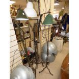 FOUR METAL STANDARD LAMP BASES, 3 WITH SHADES. 164 CM TALL