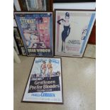 3 FRAMED FILM POSTERS 1950s 96 X 66 CM APPROX