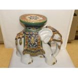 ORNATE CERAMIC ELEPHANT PLANT STAND