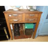 1940s 4 DRAWER WORK TABLE WITH CHROME HANDLES 94 X 80 CM