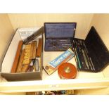 VINTAGE COLLECTION OF RULERS, PENS AND BOXED TECHNICAL DRAWING SETS