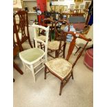 FOUR LATE 19TH / EARLY 20TH CENTURY CHILDREN'S CHAIRS, 3 ARE MAHOGANY WITH EMBROIDERED UPHOLSTERY,