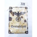 WW2 GERMAN ENAMEL SIGN WITH NAZI EAGLE "DEUTSCHLAND" - GERMANY