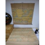 TWO LARGE JAPANESE EARLY 20TH CENTURY HANGING WALL CHARTS / MAPS DEPICTING JAPAN. ONE INCLUDING