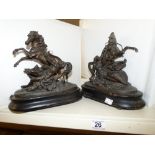 2 X SPELTER STATUES, FIGURES AND HORSES