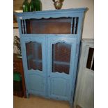 VINTAGE FRENCH BLUE PAINTED FOOD CUPBOARD