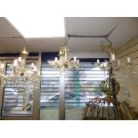 3 MODERN HANGING CHANDELIERS WITH HANGING GLASS DROPLETS AND PLASTIC DRIP PANS