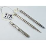 TELESCOPIC PENCIL, A PENCIL MADE IN ISRAEL AND A CHESTER SILVER PENCIL HOLDER