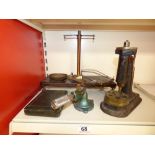 COLLECTION OF ENGINEERING INSTRUMENTS INCLUDING SCALES AND A RING STRETCHER