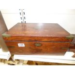 LATE VICTORIAN ROSEWOOD BRASS BOUND WRITING BOX