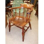 A SINGLE OAK TUB CHAIR, 76 CM TALL