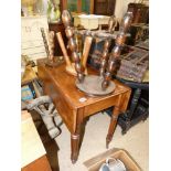 VICTORIAN MAHOGANY PEMBROKE TABLE + 3 MILKING STOOLS