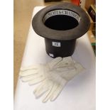 MOET & CHANDON "TOP HAT" CHAMPAGNE COOLER WITH VINTAGE WHITE GLOVES