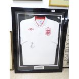 FRAMED ENGLAND SHIRT SIGNED BY ASHLEY COLE